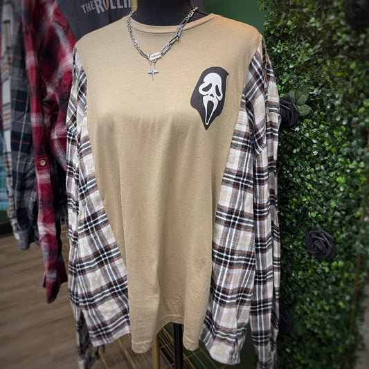 Reworked One of a Kind Scream Ghostface Graphic Tee Flannel