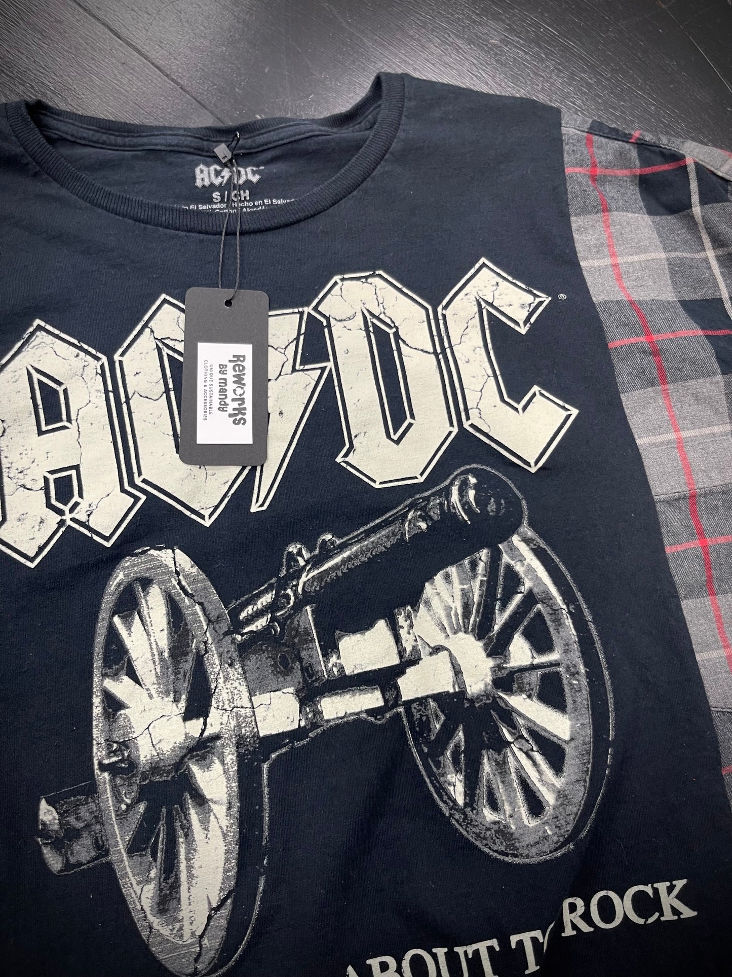 Reworked one of a kind AC/DC Graphic Tee Flannel