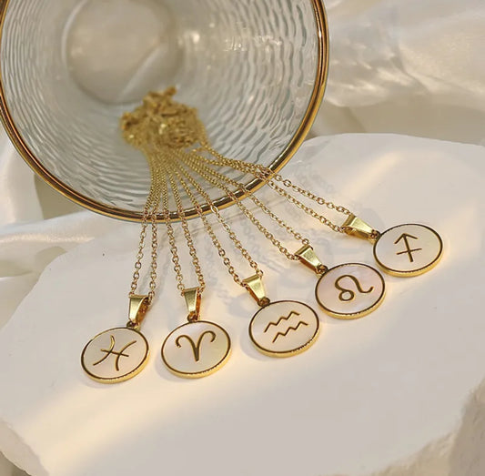 Gold coin zodiac necklace