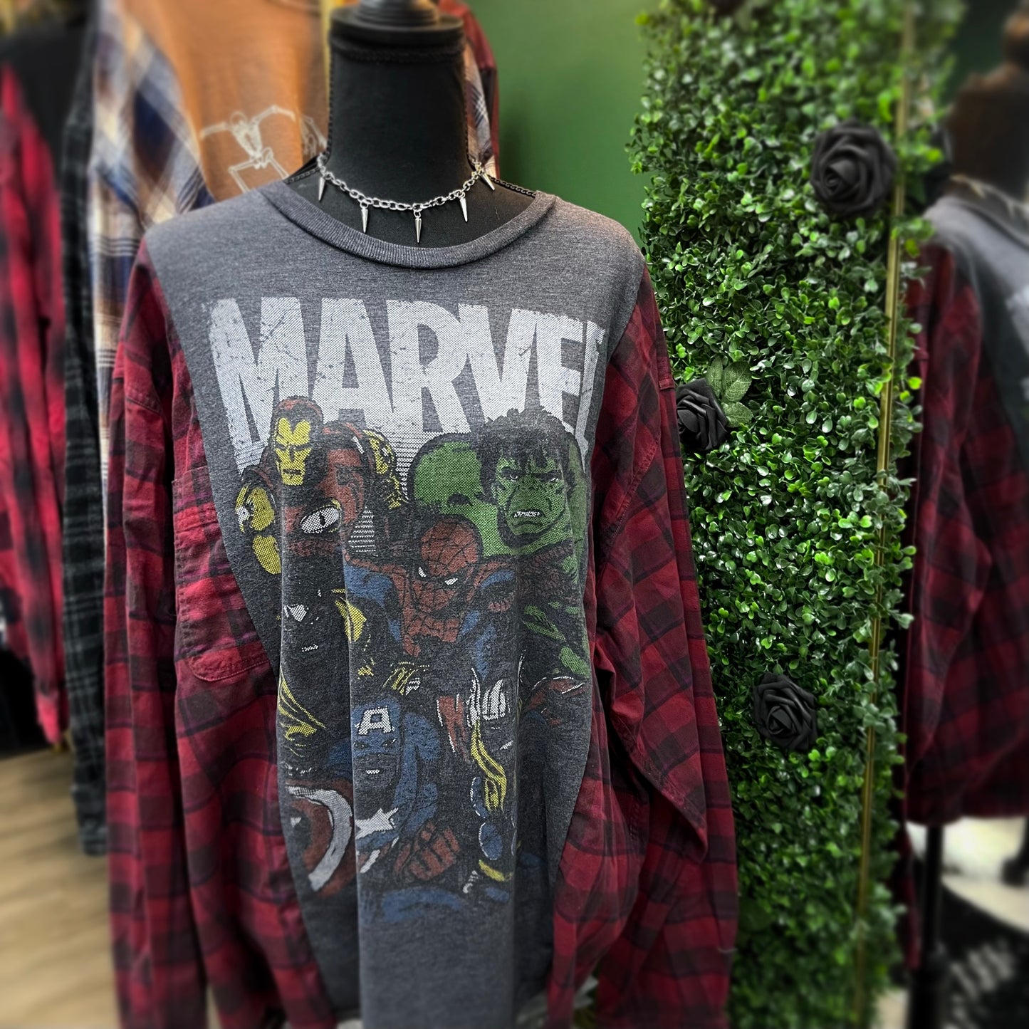 Reworked One of a Kind Marvel flannel Shirt