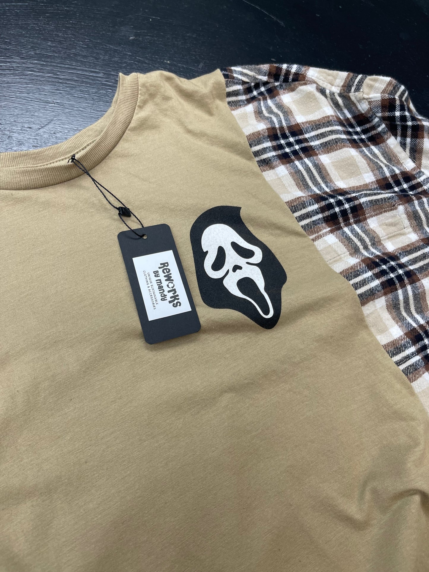 Reworked One of a Kind Scream Ghostface Graphic Tee Flannel