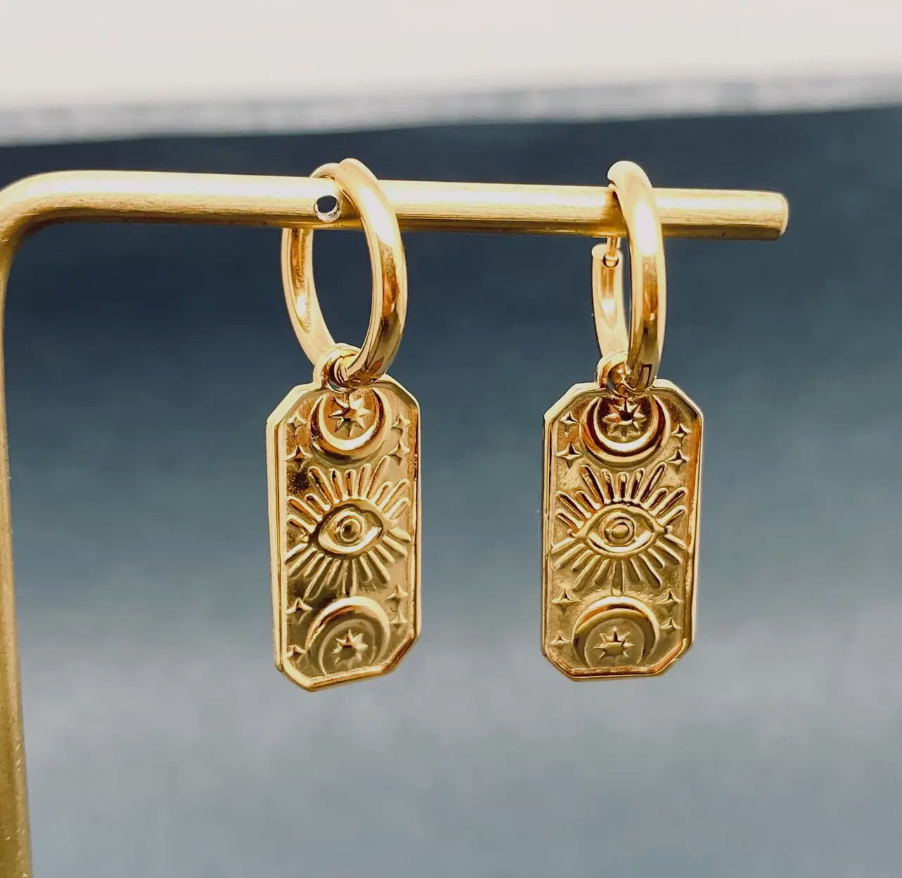 Eye Gold Charm Huggie Earrings