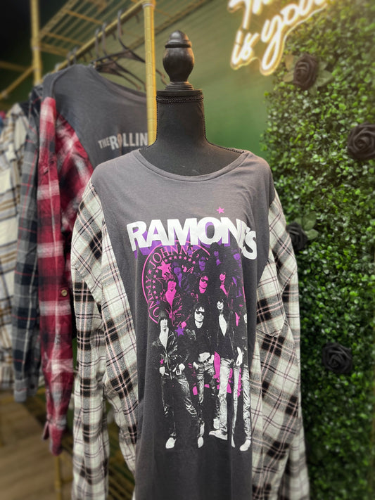 Reworked One of a Kind Ramones Flannel Shirt