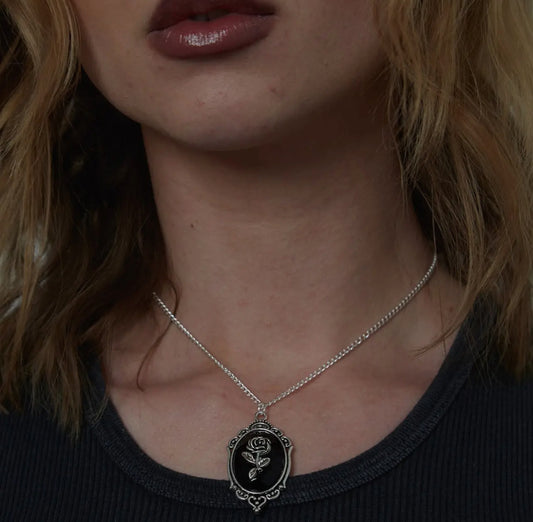 Rose cameo necklace