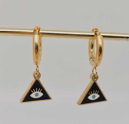 Eye triangle earrings