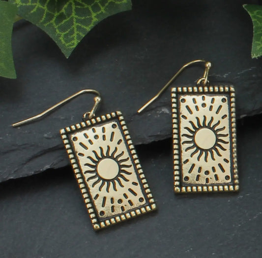 Etched sun earrings