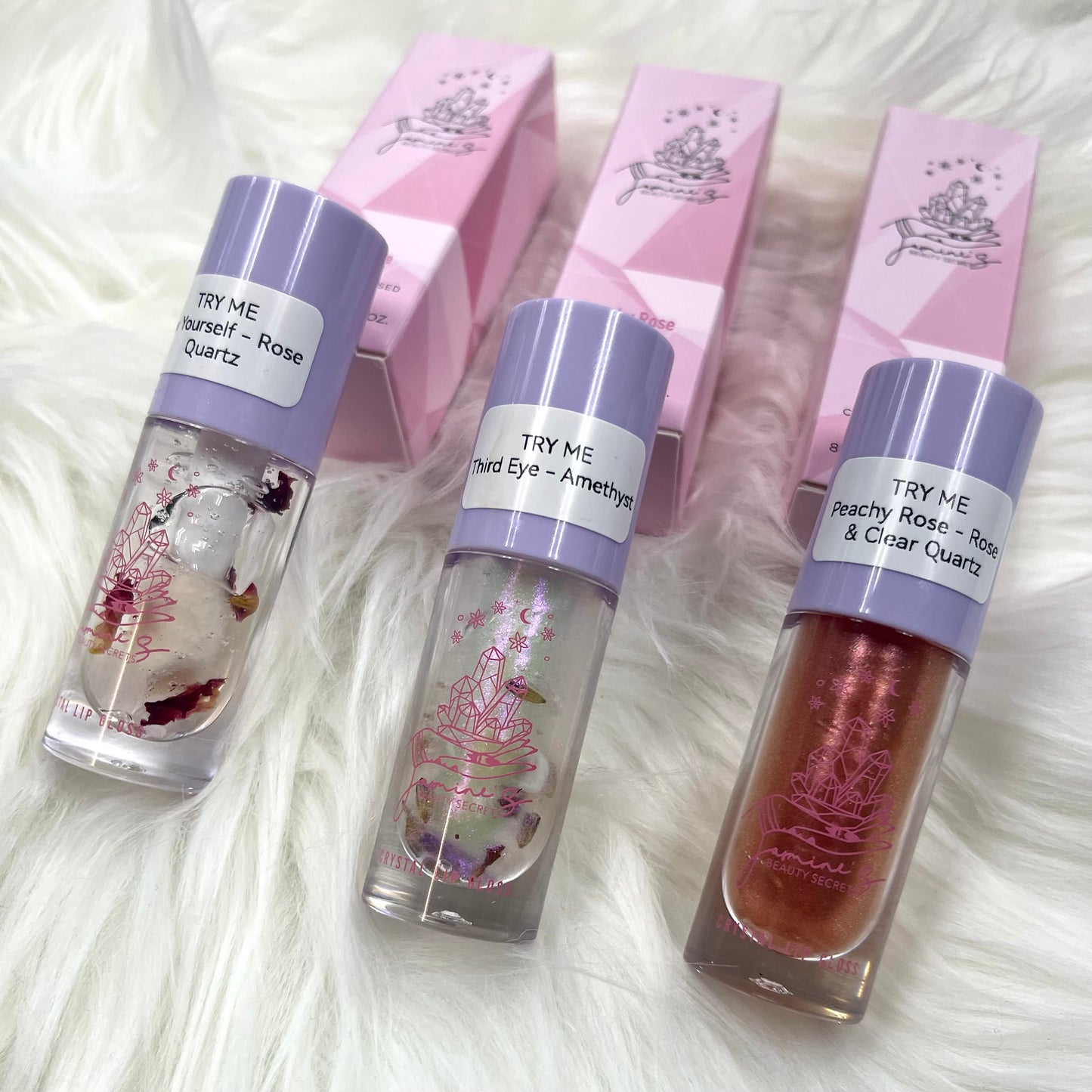 Crystal infused lipglosses